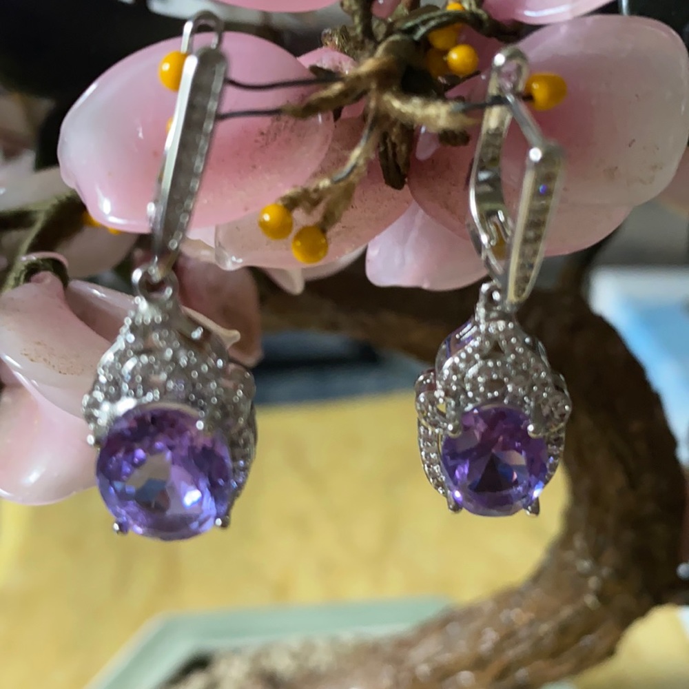 Vintage 925 alexandrite white sapphire earring